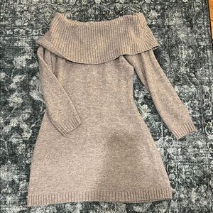 & other stories and other stories Off-Shoulder Grey Wool Sweater Dress